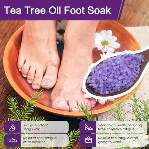 Foot Soak Salts 4 Pack Kit 56 OZ Himalayan Pink Salt Lavender Orange Rose Scent Athletes Itching,Tea Tree Oil Foot Care Pedicure for Women Dead Sea Salt Moisturizing Skin Softens Calluses