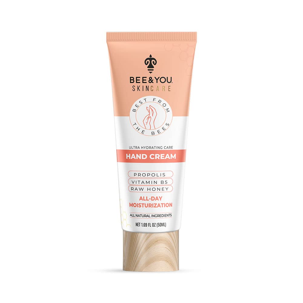 BEE and YOU 100% Natural, Ultra Hydrating Hand Cream for Dry Cracked Hands, Moisturizer, Extra Protection with Shea Butter, Vitamin B5, Raw Honey and Propolis Extract, 1.69 fl oz