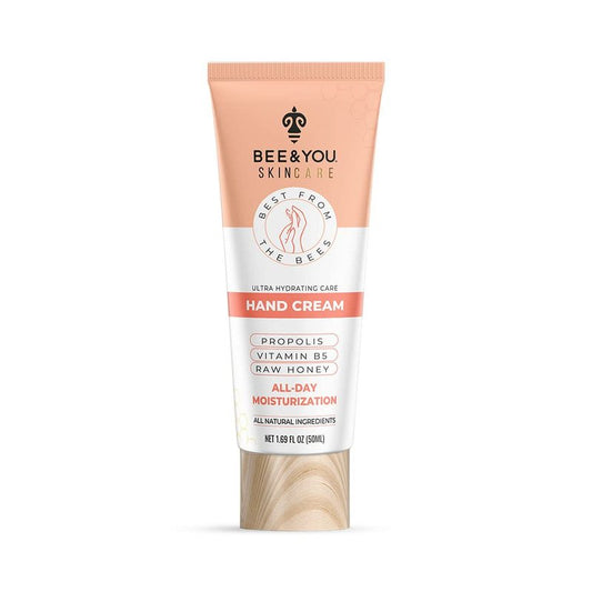BEE and YOU 100% Natural, Ultra Hydrating Hand Cream for Dry Cracked Hands, Moisturizer, Extra Protection with Shea Butter, Vitamin B5, Raw Honey and Propolis Extract, 1.69 fl oz