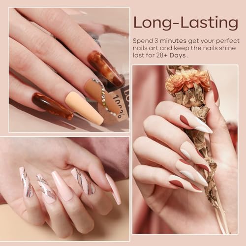 modelones Gel Nail Polish Kit -6 Colors Nude Pink Gel Polish Set Skin Tones Neutral Brown Soak Off Gel Nail Kit Manicure DIY Nail Art Salon Home Gift