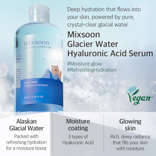 mixsoon Essential Glass Skin Duo Set - Bean Essence + Glacier Water Hyaluronic Acid Serum, Gentle Formula for Smooth, Radiant Skin 150ml / 5.07 fl. oz. Korean Glass Skin Care