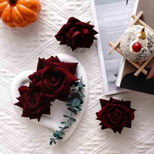 3 Pcs Rose Flower Hair Clip Rose Brooch Flamenco Dancer Hairpin Mexican Hair Accessories for Woman Girls Wedding Party Mother's Day Halloween Costume (2 Styles) (Dark Red)