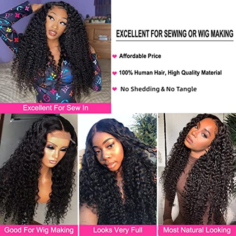 Deep Wave Bundles with Closure (12 14 16 18+10 Closure) Human Hair 4x4 Lace Closure with Baby Hair Pre Plucked Free Part Natural Color 4 Bundles and Closure 100% Unprocessed Brazilian Virgin Hair