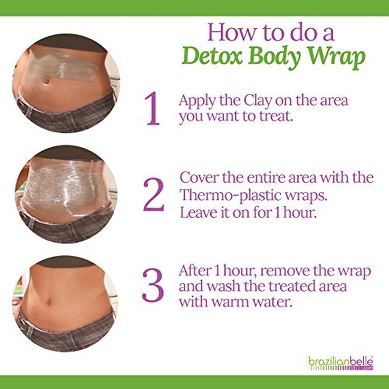 Brazilian Belle Detox Clay Body Wraps for Body Firming & Skin Tightening ? Anti-Cellulite Stomach Wraps with Bentonite Clay & Aloe Vera ? Complete Firming Cream Skincare Kit with up to 12 Applications