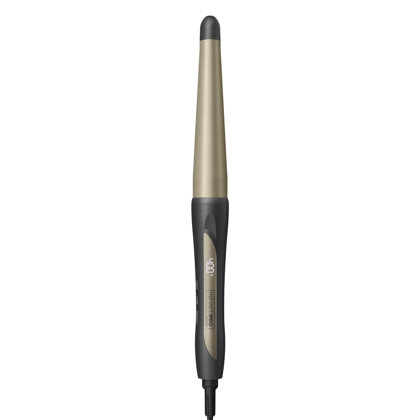 INFINITIPRO BY CONAIR Tourmaline Ceramic 1¼-Inch to ¾-Inch Tapered Curling Wand, Tapered Curling Wand Produces Beachy Waves, Dark Gray