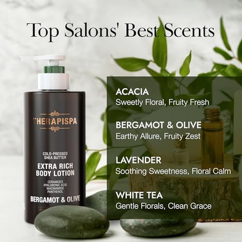 THERAPISPA Scented Body Lotion for Women ? Deep Hydration Moisturizer with Shea Butter, Ceramides & Panthenol for Dry Skin ? Loved by All Genders (Acacia, 17.0 fl oz)