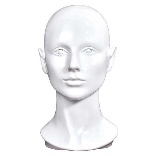MIAOMANZI PVC Mannequin Head White Female Manikin Dummy Stand Model Display Hat Scarf Wigs Hair Glasses Hat Beauty Styling Tool (bright white)