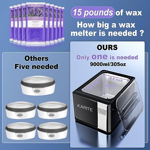 KARITE Paraffin Wax Machine for Hands and Feet, 9000ml Paraffin Wax Bath with Auto-Timer, Smart Mode, Precision Temperature Control, Paraffin Wax Warmer Kit with 16PCs Refills