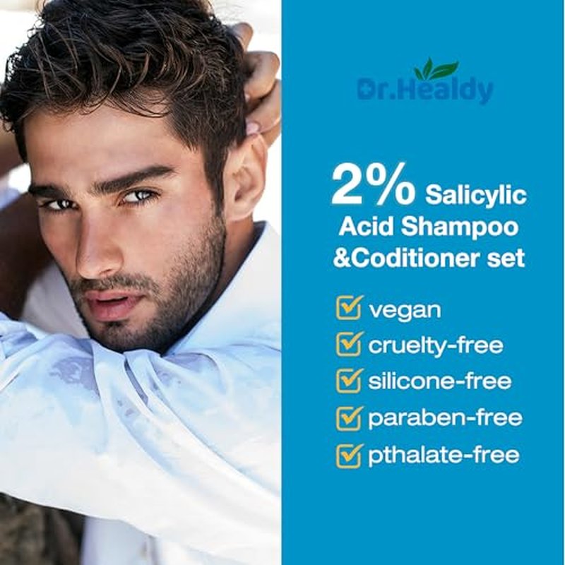 Dr.Healdy Anti-Dandruff Shampoo and conditioner set-2% Salicylic Acid,Stop Flaky and Itchy Scalp ? Sulfate Paraben Free, Intense Care for Women and Me 13.6 FL Oz (Pack of 2)