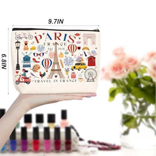 4pcs Funny Paris Travel Gifts for Women Makeup Bag France Paris Lovers Gift Birthday Mothers Day Christmas Cosmetic Bag Toiletry Bags Travel Essentials Friendship Gifts for Girls Friend Travelers