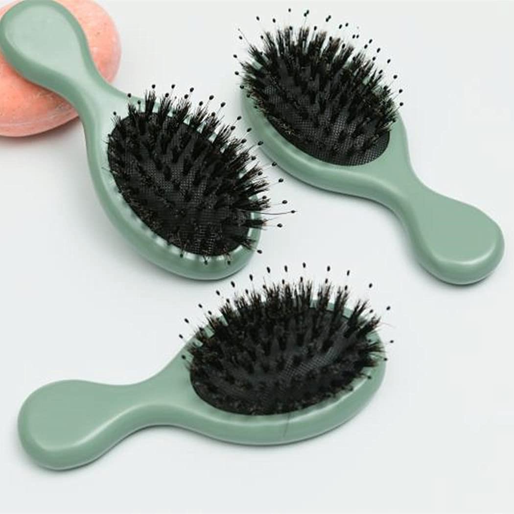 Boar Bristle Hair Brush, Olive Wood Air Cushion Massage Brush With Nylon Pin for Women Men Travel Hair Brush for Curly & Dry Hair Smoothing Detangling