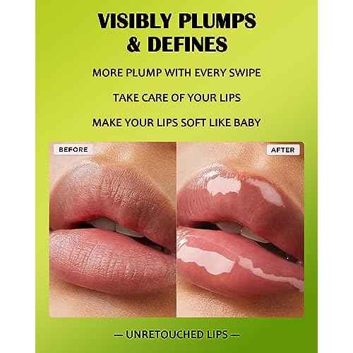 4 Colors Lip Oil Lip Glaze,Hydrating Tinted Plumping Lip Gloss,Clear Pink Shiny Glow Reviver Lip Care Oil,Longlasting Non-sticky Transparent Lip Oil,Women's Day Makeup Gift Kit for Women-SetA