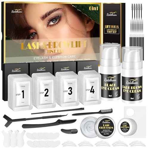 6 IN 1 Lash Lift & Brow Lamination Kit with Black Dark Brown, Home Lash Lift Kit, Quick Lash Curled Brow Perming with All Tools, Safe and Effective Result, Lasts for 6-8 Weeks, Christmas Gift for Her