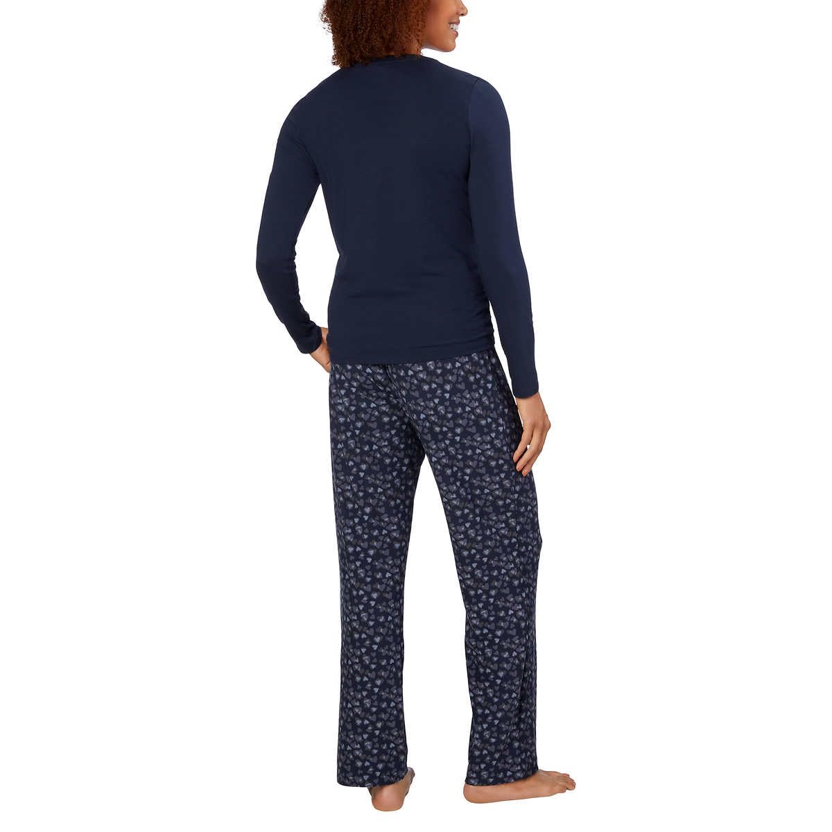 Calvin Klein Women's Classic Crew Neck Fleece PJ Set (US, Alpha, Small, Regular, Regular, BLUE)