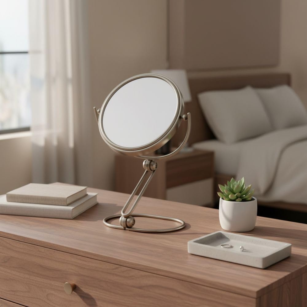JERDON Compact Magnifying Mirror - Folding 5.5" Travel Mirror with 10X & 1X Magnification - Model MC450N