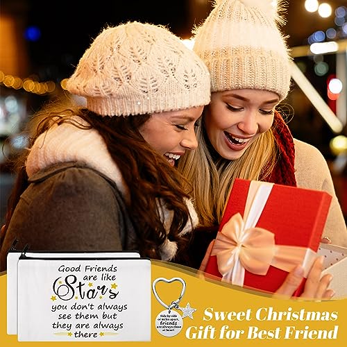 Kenning 10 Pieces Friendship Gifts for Women 5 Pcs Funny Friend Makeup Bag 5 Pcs Good Friends Are Like Stars Friendship Keychain Cute Star Keychain Birthday Presents Graduation Gift for Women BFF Teen