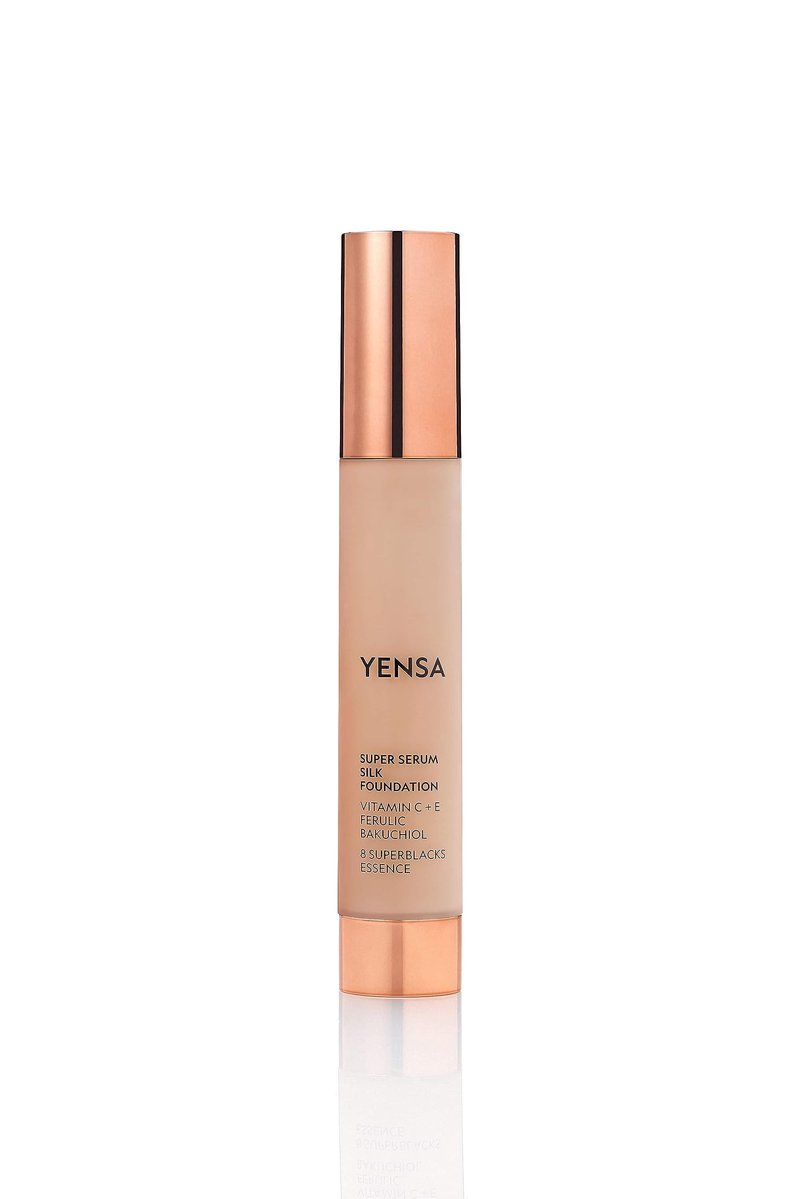YENSA Super Serum Silk Foundation - Hydrating, Full Coverage Foundation with Vitamin C & Bakuchiol Oil - Blurs Imperfections & Evens Skin Tone - Korean Skin Care Makeup - Tan 1 (1 oz)