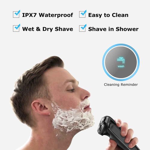 Snapbuy Electric Razor for Men, Snapbuy Electric Razor Pro, USB-C Rechargeable Waterproof Wet Dry Shaver with Pop-up Trimmer, Portable with LCD Display Travel Lock Ideal Gift for Men, Black