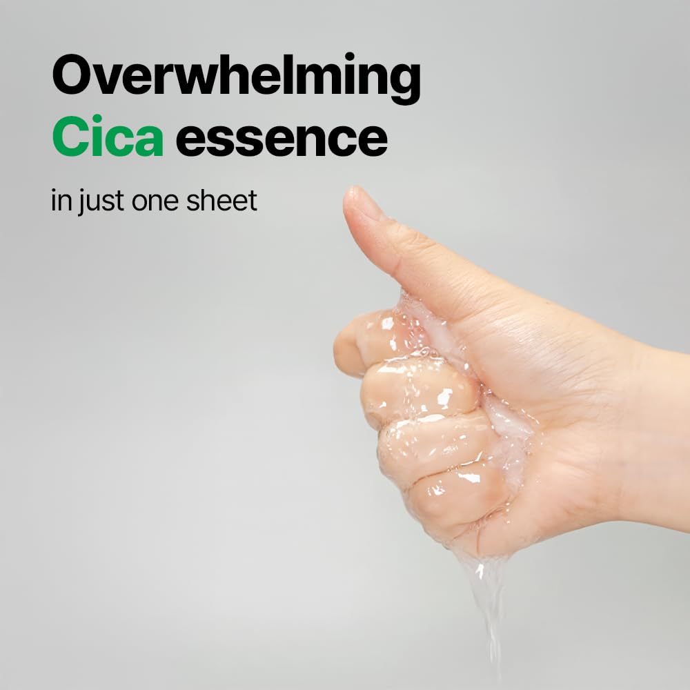 LON.G Cica Calming Authentic Glow Sheet Mask - Skin Soothing for Sensitive Blemish Troubled skin, Heartleaf, centella asiatica extract, hydration, skin barrier, Korean skincare, 10 sheets/0.7 oz