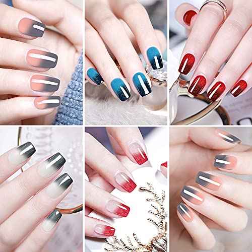 Gel Nail Polish Set,Color Changing Gel Nail Polish Set,Mood Changing Gel Nail Polish Set,Shellc Uv Gel Nail Polish,Temperature Change Gel Polish Set,Soak Off Uv Led Nail Polish Salon Art 004