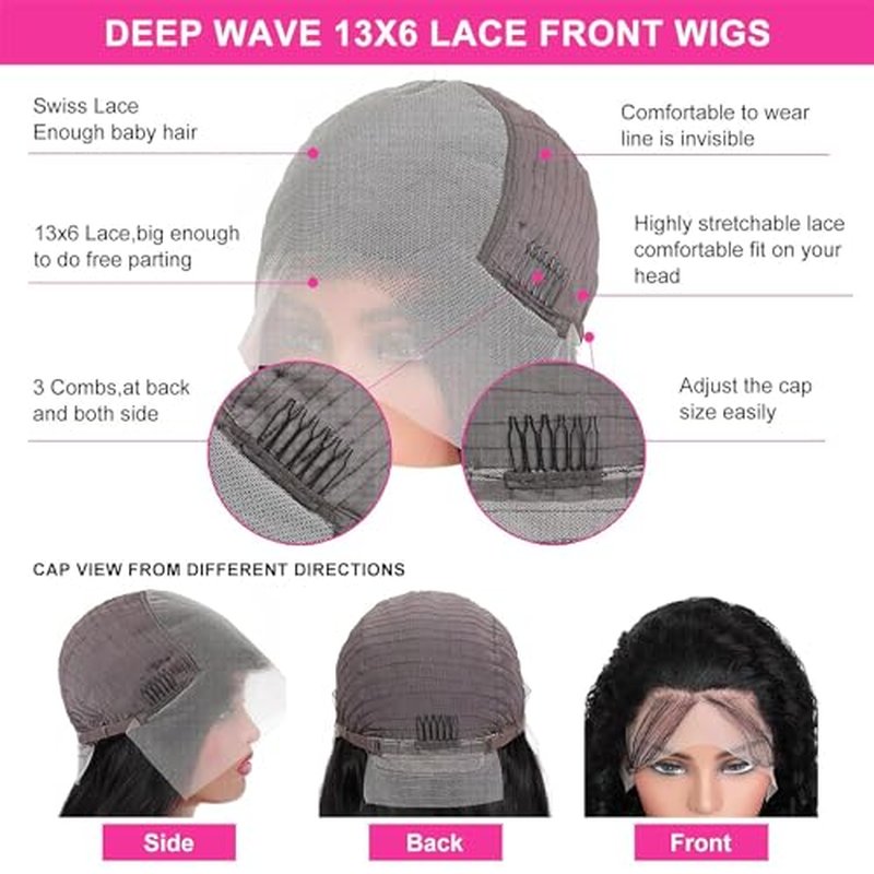 30 Inch Wigs Human Hair 13x6 Lace Front Wigs Human Hair Pre Plucked Deep Wave Lace Front Wigs Human Hair for Women Wigs Human Hair with Baby Hairline