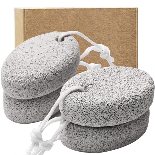 4-Pack Natural Pumice Stone for Feet, Borogo Lava Pedicure Tools Hard Skin Callus Remover for Feet and Hands - Natural Foot File Exfoliation to Remove Dead Skin, Heels, Elbows, Hands