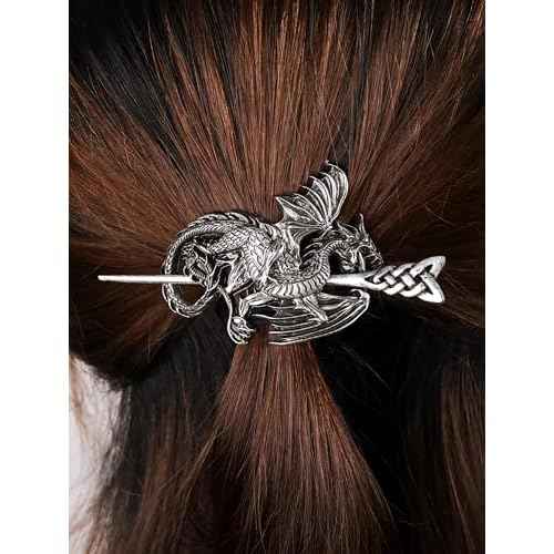 HAQUIL Viking Dragon Hairpin - Punk Gothic Vintage Design Barette for Men & Women's Fashion Jewelry Gift
