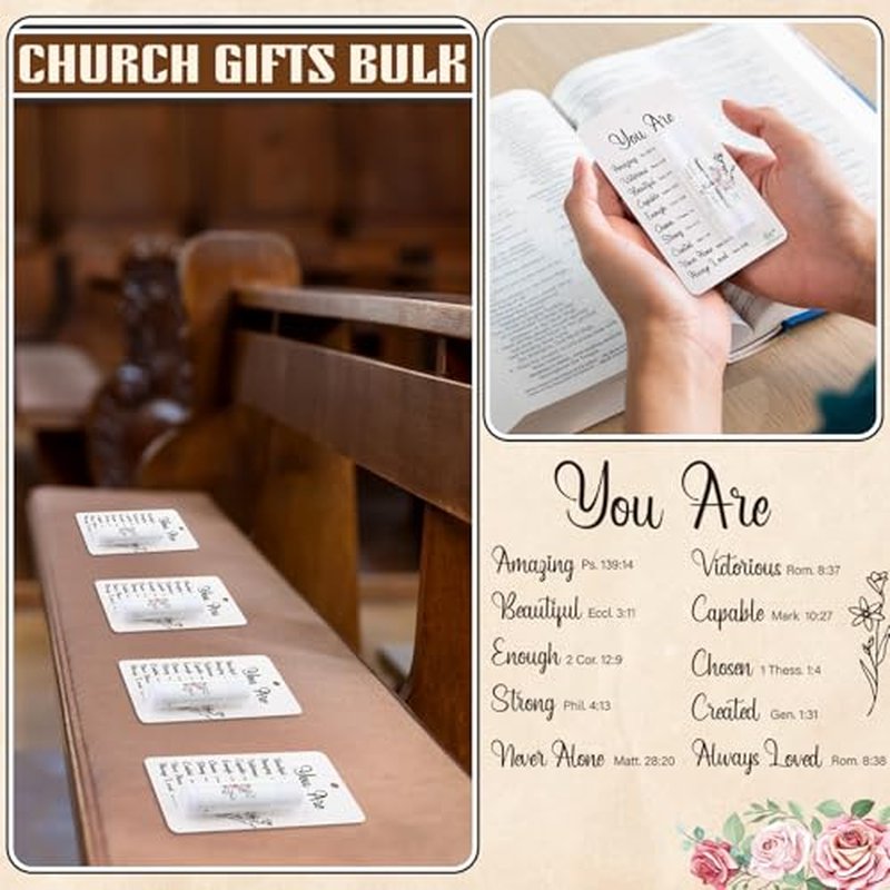 50 Pack Christmas Christian Gifts Bulk for Women Men Religious Lip Balms Bulk Church Party Favors Christmas Party Gifts Stocking Stuffers Bible Verse Study Supplies for Employee Staff Coworker