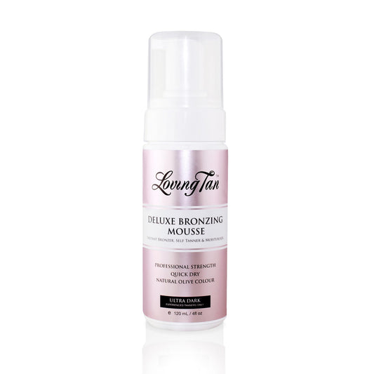 Loving Tan Deluxe Self Tanning Bronzing Mousse, Ultra Dark - Streak Free, Professional Quality Sunless Tanning - Up to 5 Self Tanner Applications per Bottle, Cruelty Free - 4 FL Oz