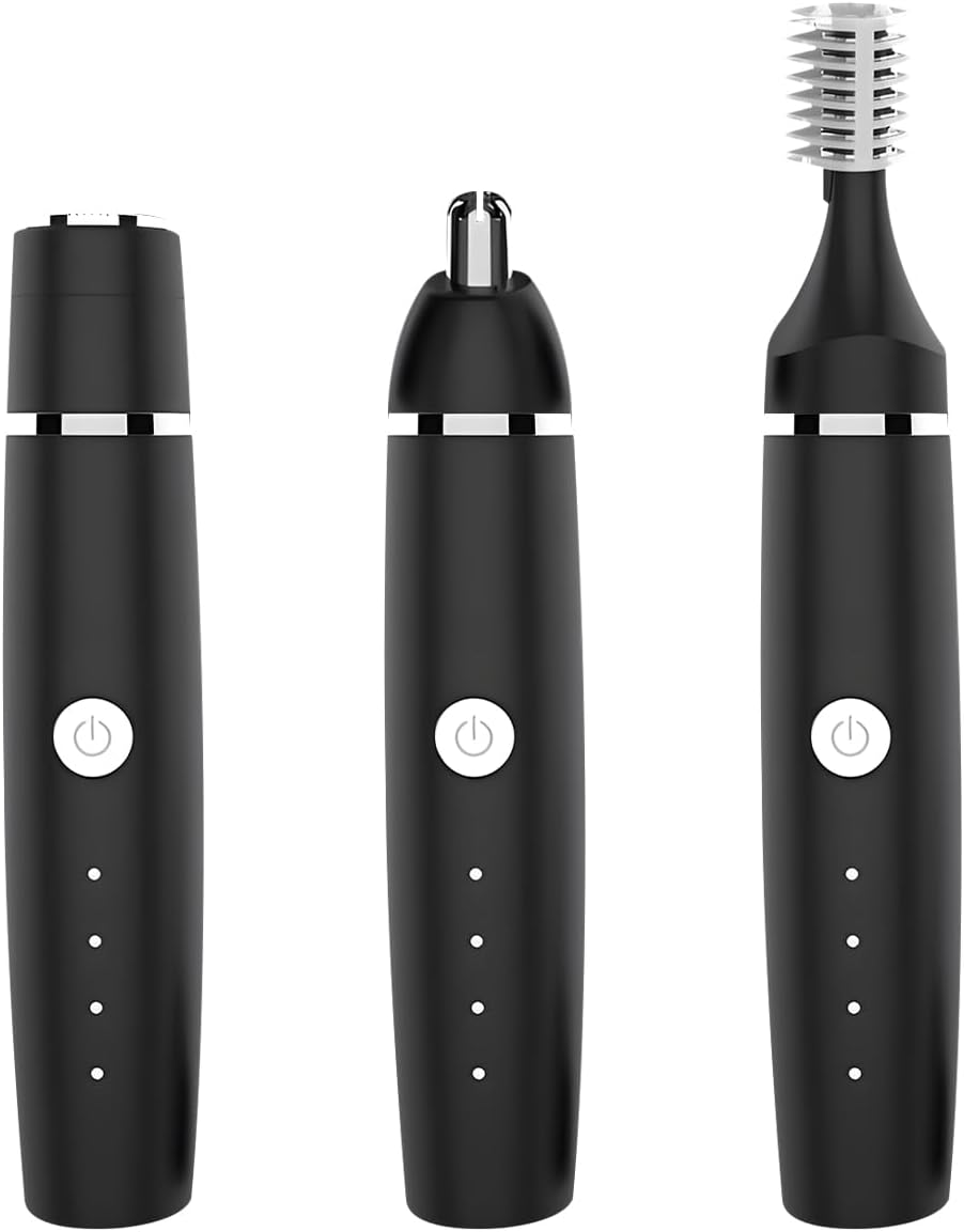 Nose Hair Trimmer - 3-in-1 Electric Shaver for Men & Women | Waterproof & Rechargeable, Portable Design (Black)