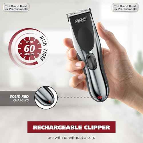 Wahl Clipper Cordless Chrome Pro Hair Clippers for Men and Battery Hair Trimmer Combo for Full Haircuts and Touch-Up Trims ? Model 3026590