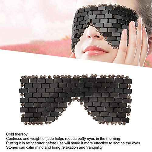 Jade Eye Mask, Jade Stones Anti-Aging Cooling Jade Eye Mask Sleeping Masks Eye Treatment Massager Eye Covers For Jade Mask For Sleeping Masks Relief Eye Fatigue(Obsidian)