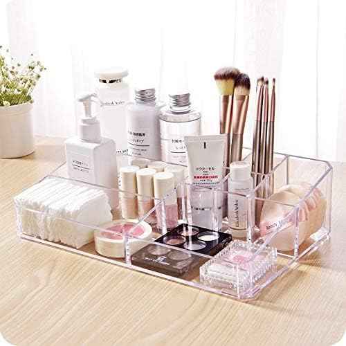 Sooyee Clear Makeup Organizer,9 Spaces Vanity Organizer Cosmetic Display Cases for Lipstick,Makeup Brushes and Skin Care Products,Plastic Makeup Storage
