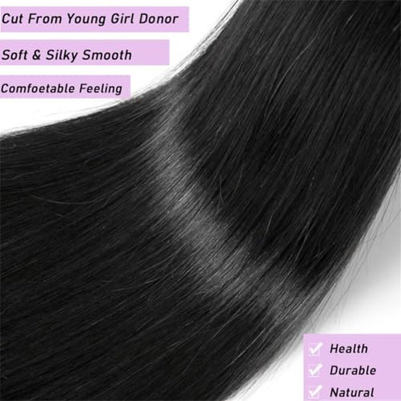 Beautymoon Jet Black 4 Bundles Human Hair Straight Brazilian 14 16 18 20 Inch 100% Unprocessed Virgin Straight Hair 4 Bundles Human Hair Deals Hair Extensions