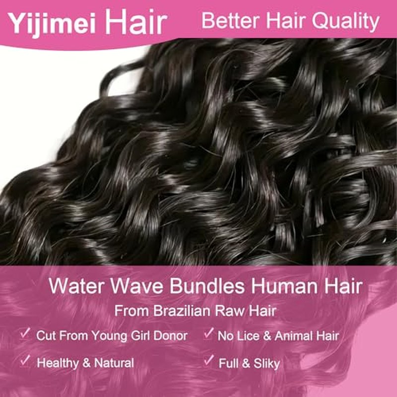 Water Wave Bundles Human Hair Bundle Curly Hair 20 22 24 26 inch 100% Unprocessed Brazilian Virgin Bundles Wet And Wavy Bundle Real Natural Black For Black Women