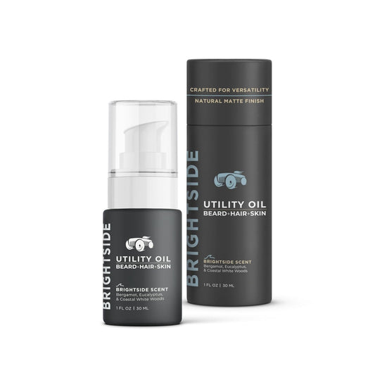 BRIGHTSIDE Utility Oil - Beard + Hair + Skin - Natural Finish - Hydration for Hair & Beard - Fast Absorption - Non-Greasy - For All Hair Types - Tattoo-Friendly - Premium Hair Styling Product (1oz)