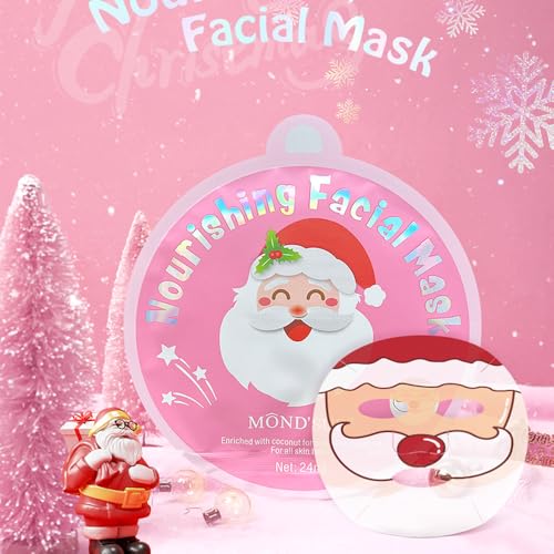 Christmas Facial Masks 8-Pack - Santa Claus Mask Hydrating, Smoothing, and Refreshing Skin-Clearing Face Sheet Masks - Skincare Set for Moisturizing and Soothing Beauty