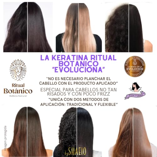 RITUAL BOTANICO Keratina para Alisar el Pelo 250ML + Kit Crecimiento Acelerado y Ultra Reparador S.O.S: Shampoo de Cebolla, Acondicionador Intensivo PLEX, Termoprotector para Cabello + Aplicador