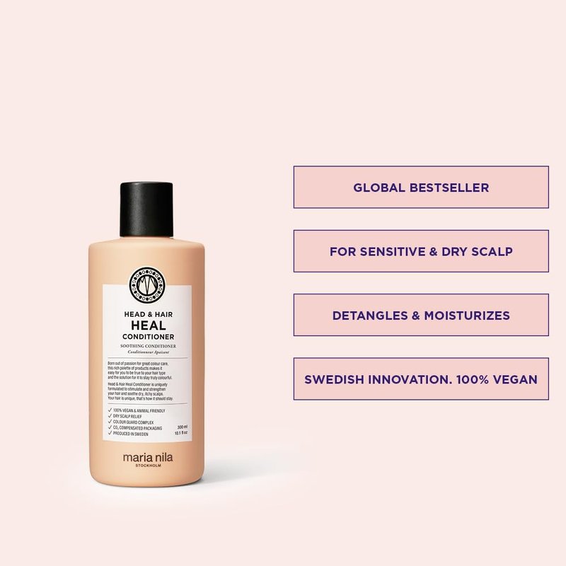 Maria Nila Head & Hair Heal, Soothing Conditioner for Dry & Itchy Scalp, Calming Aloe Vera & Piroctone Olamine Properties Moisturises/Soothes Scalp Preventing Flakiness, 10.1 Fl Oz