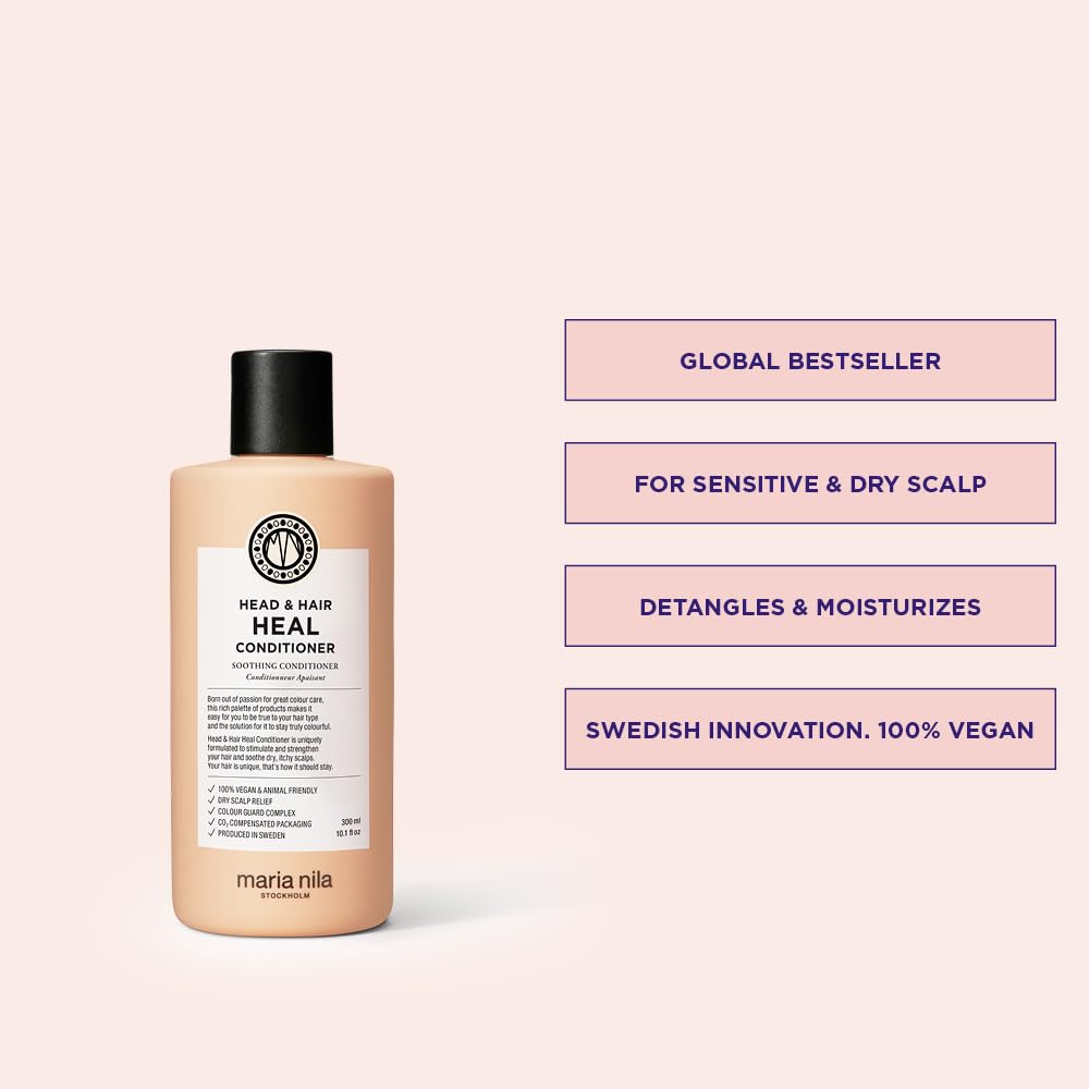 Maria Nila Head & Hair Heal, Soothing Conditioner for Dry & Itchy Scalp, Calming Aloe Vera & Piroctone Olamine Properties Moisturises/Soothes Scalp Preventing Flakiness, 10.1 Fl Oz
