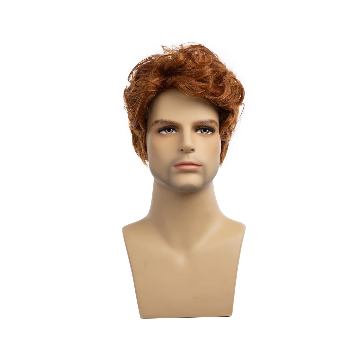 Beweig Men Wigs Short Orange Wig Synthetic Heat Resistant Natural Halloween Cosplay Hair Wig