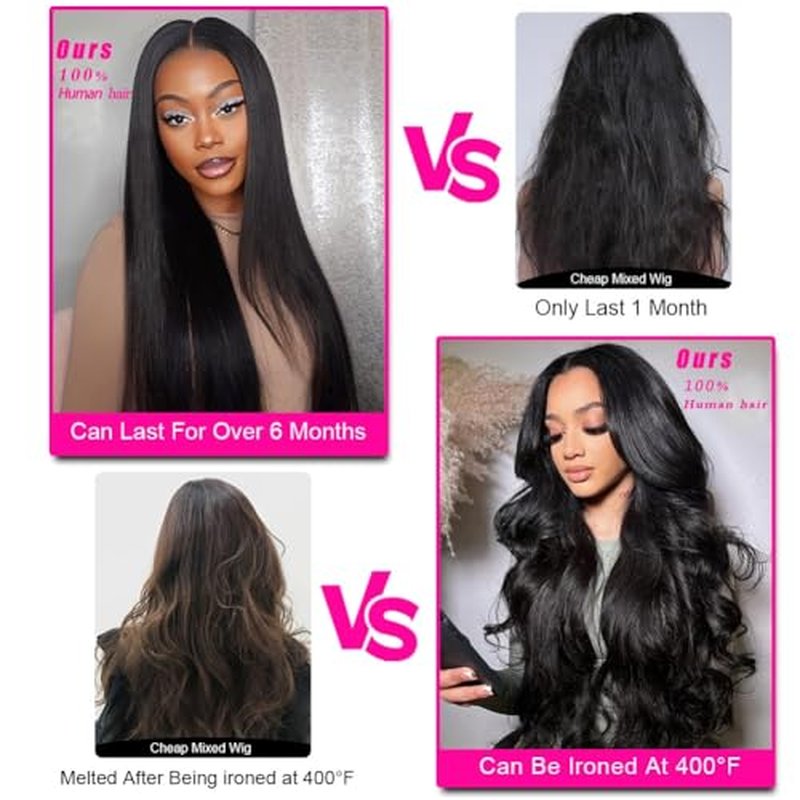 HD Lace Front Wigs Human Hair Pre Plucked Pre Bleached with Baby Hair Ear to Ear 13x6 Lace Frontal Wig 100% Brazilian Unprocessed Virgin Human Hair Wigs for Women 200% Density (26 Inch)