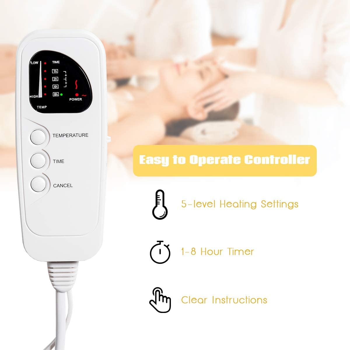 BUSHLY Massage Table Warmer 71” x 30” (L x W), Portable Massage Heating Pad 5 Heat Settings & Timer, Electric Heating Pad with Overheating Protection for Spa Table, Massage Bed