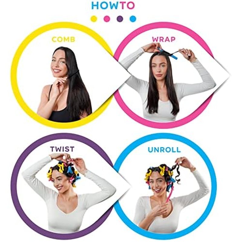 Salon Heatless Flexible Hair Rollers Curlers 42-pack 7" Soft Foam Flexi Twist Curling Rods for Short Long Hair
