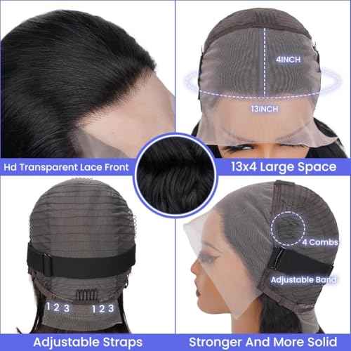 Short Bob Wig Human Hair Straight Bob Lace Front Wigs Human Hair for Women 180 Density Glueless Brazilian Virgin Human Hair Bob Wig 13x4 HD Transparent Lace Frontal Bob Wigs Natural Black 8 Inch