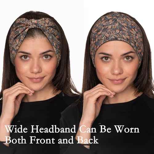 Cobahom 6Pcs Wide Headbands for Women Non Slip Soft Fabric Hair Wrap Boho Head Bands Elastic Sport Hair Bands for Workout Yoga Running (Animal Pattern)