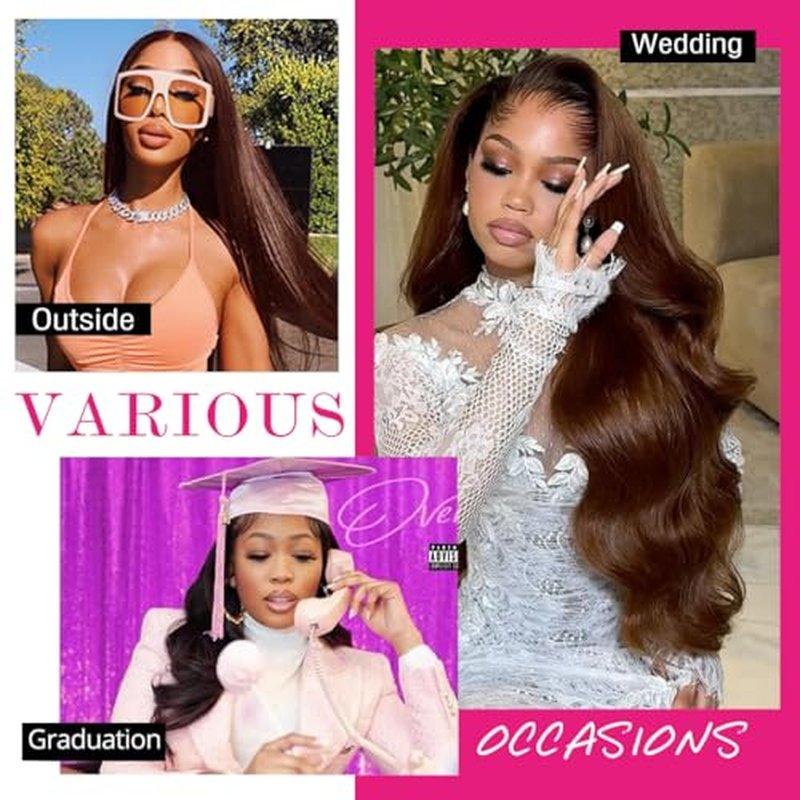 Younsolo Brown Bundles Human Hair Straight 3 Bundles 100% Unprocessed Brazilian Bundles Human Hair 12A Chocolate Brown Straight Bundles Hair Extensions 4# Color 18 20 22 Inch