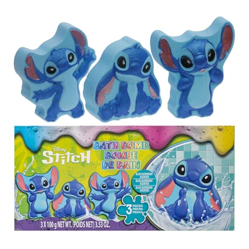 Stitch Bath Bombs for Kids, Fun Bright Rainbow Colors, Raspberry Scented for Kids, Ages 3+, by Townley Girl