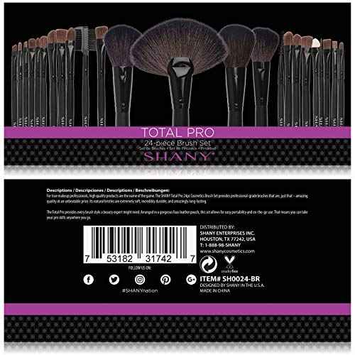 SHANY Makeup Brush Set Studio Quality Total Pro Make up Brushes with Pouch- Cosmetics applicator for Foundation, Powder, Eyeshadow, Concealer, Liner and more - 24 Count
