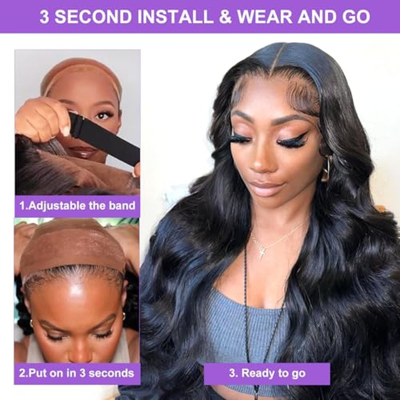 Glueless Wigs Human Hair Pre Cut Lace 8x5 HD Lace Front Wig for Beginners 180% Density Body Wave no Glueless Lace Wigs Human Hair 30 Seconds to Wear for Beginner friendly 26inch